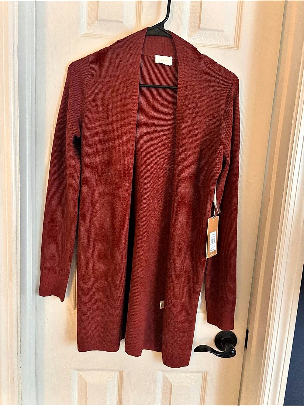 Open Front Knit Cardigan in Burgundy NWT